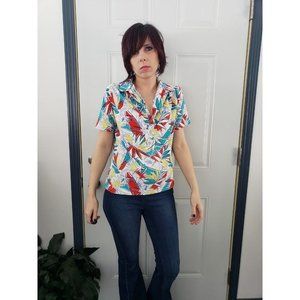 Vintage 70s/80s Hawaiian Print‎ Polyester Top